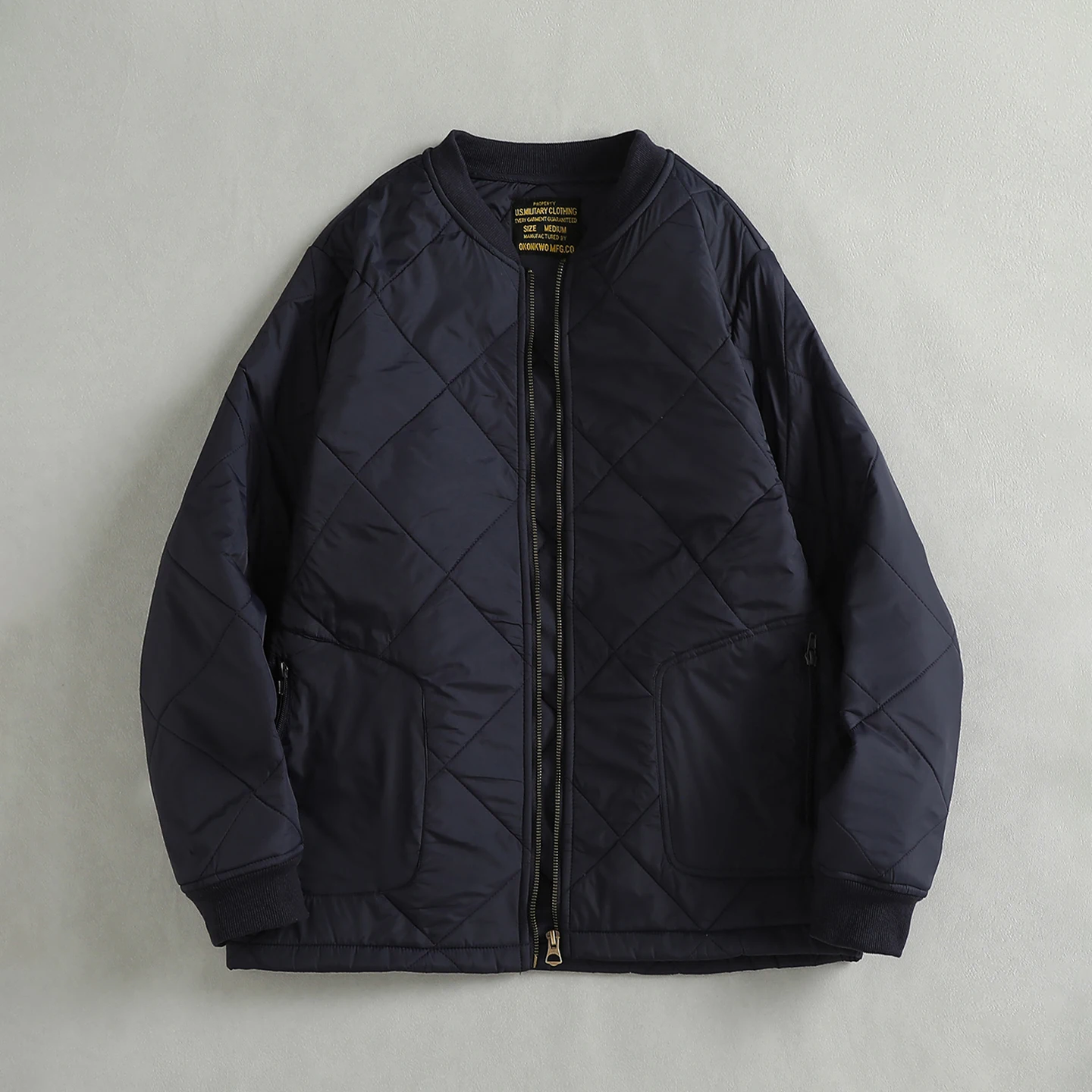 

New Men's Retro vintage Ami khaki cotton jacket baseball collar liner warm cotton jacket top