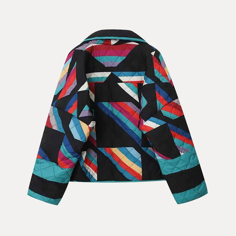 

Z Street Sle Loose Cotton Jaet Women's Faion Print Splicing Casual Retro Outerwear V-ne Long Sve Summer