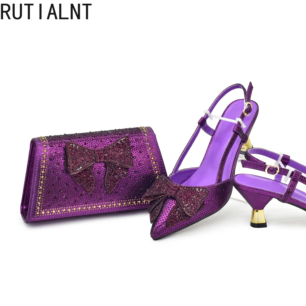 Recién llegado, zapatos y bolso a juego para mujer, conjunto de zapatos y bolsos para bodas, fiesta nigeriana, Italia, zapatos de diseñador de lujo para mujer