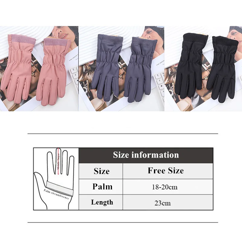 Guantes de invierno a prueba de viento para mujer, impermeables, pantalla táctil, felpa interna, mantener el calor, amigable con la piel, conducción