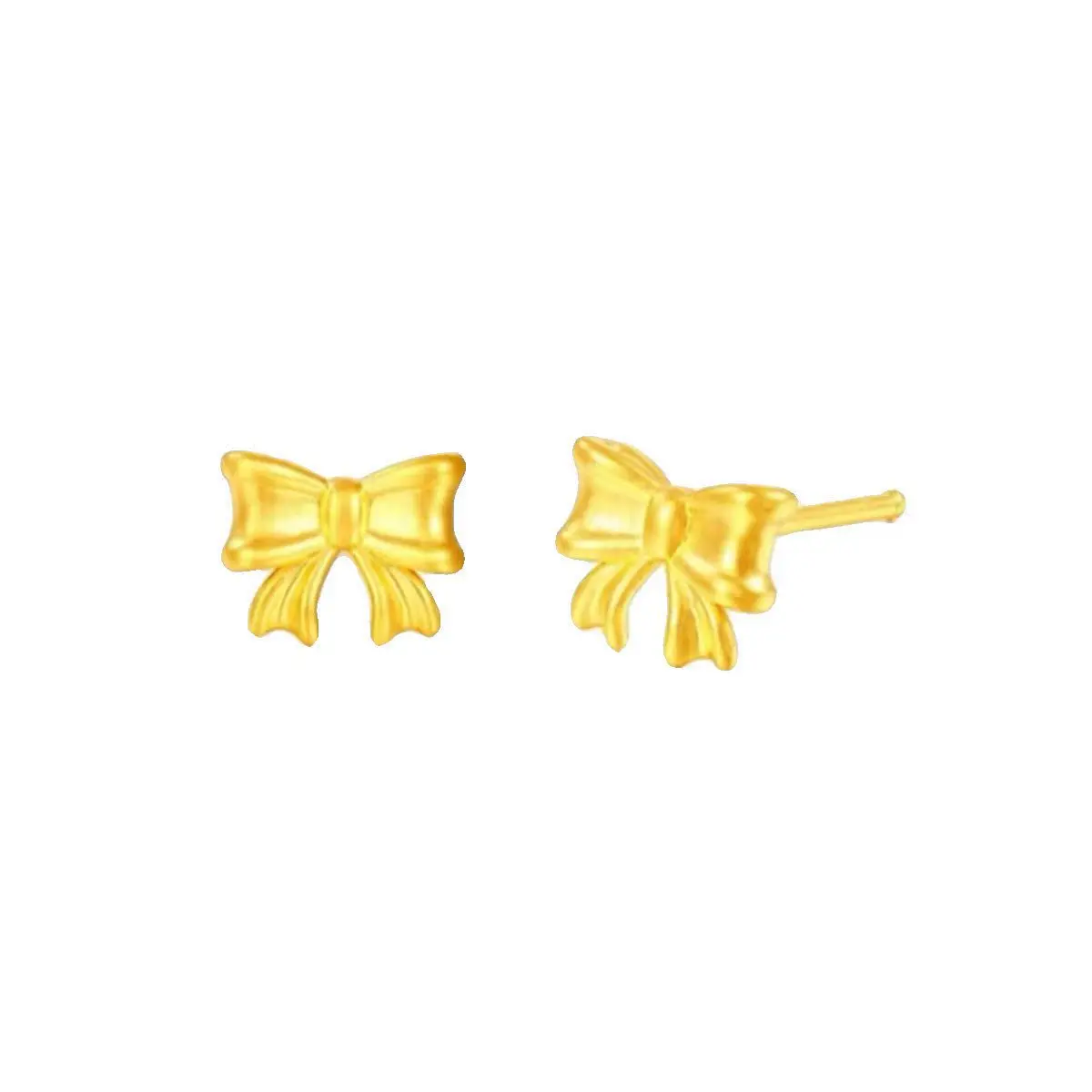 Fashionable and High-end 9999 24K Real Gold Women's Earrings, Runaway Princess Bow Earrings, Golden Sweet Bow Earrings