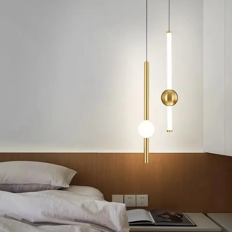 

TINLAIBOR Nordic Luxury Bedside Pendant Light Bedroom Modern Minimalist Dining Room Study Minimalist Living Room Background