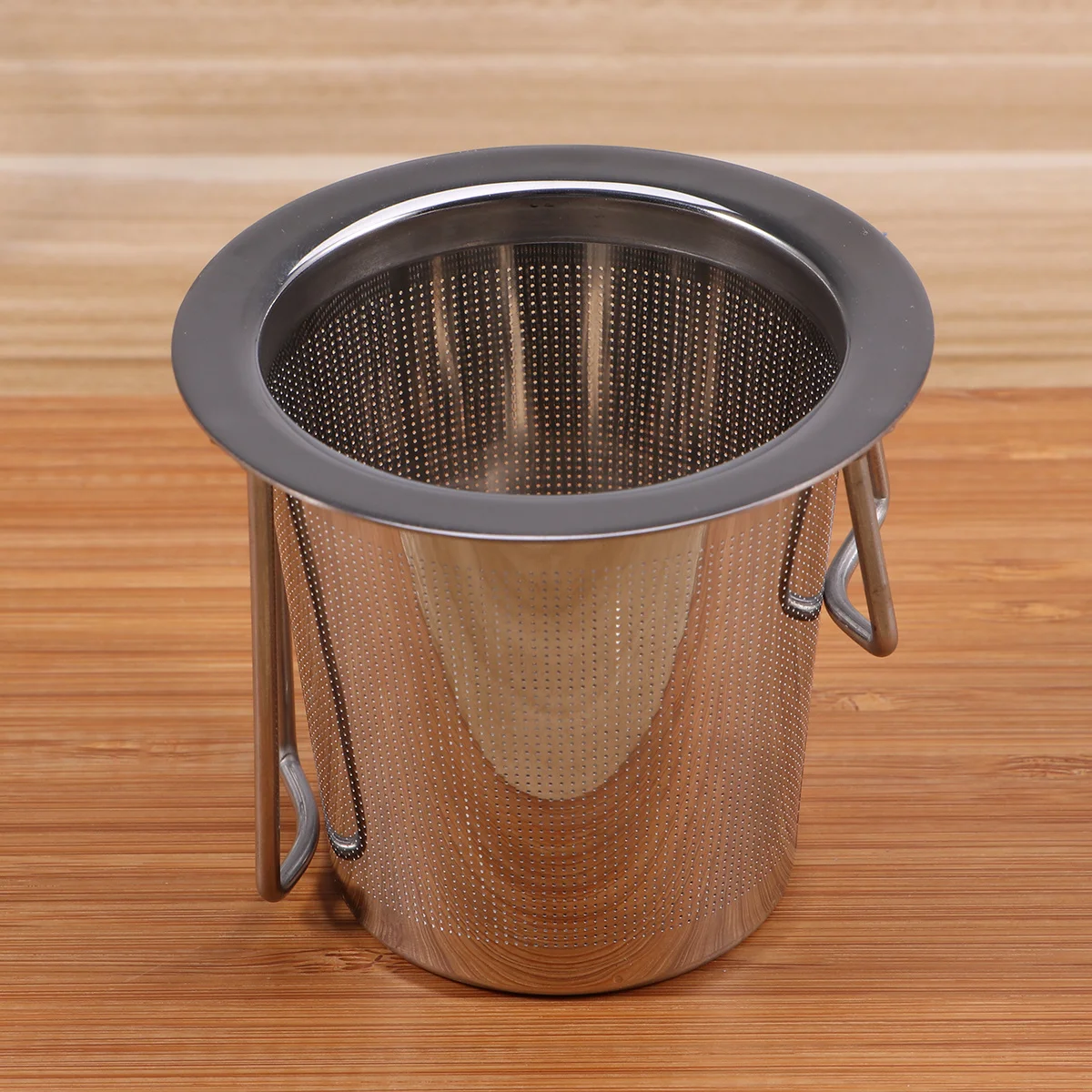 مصفاة شاي من الفولاذ المقاوم للصدأ، مقابض مزدوجة قابلة للطي، أكواب إبريق شاي معلقة مناسبة، مصفاة شاي شبكية فضفاضة