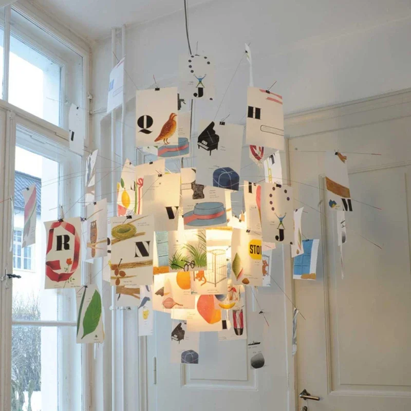 

2025 New Minimalist Zettel Card Lamp Creative Decoration Card Pendant Lamp for Living Room Bedroom Study