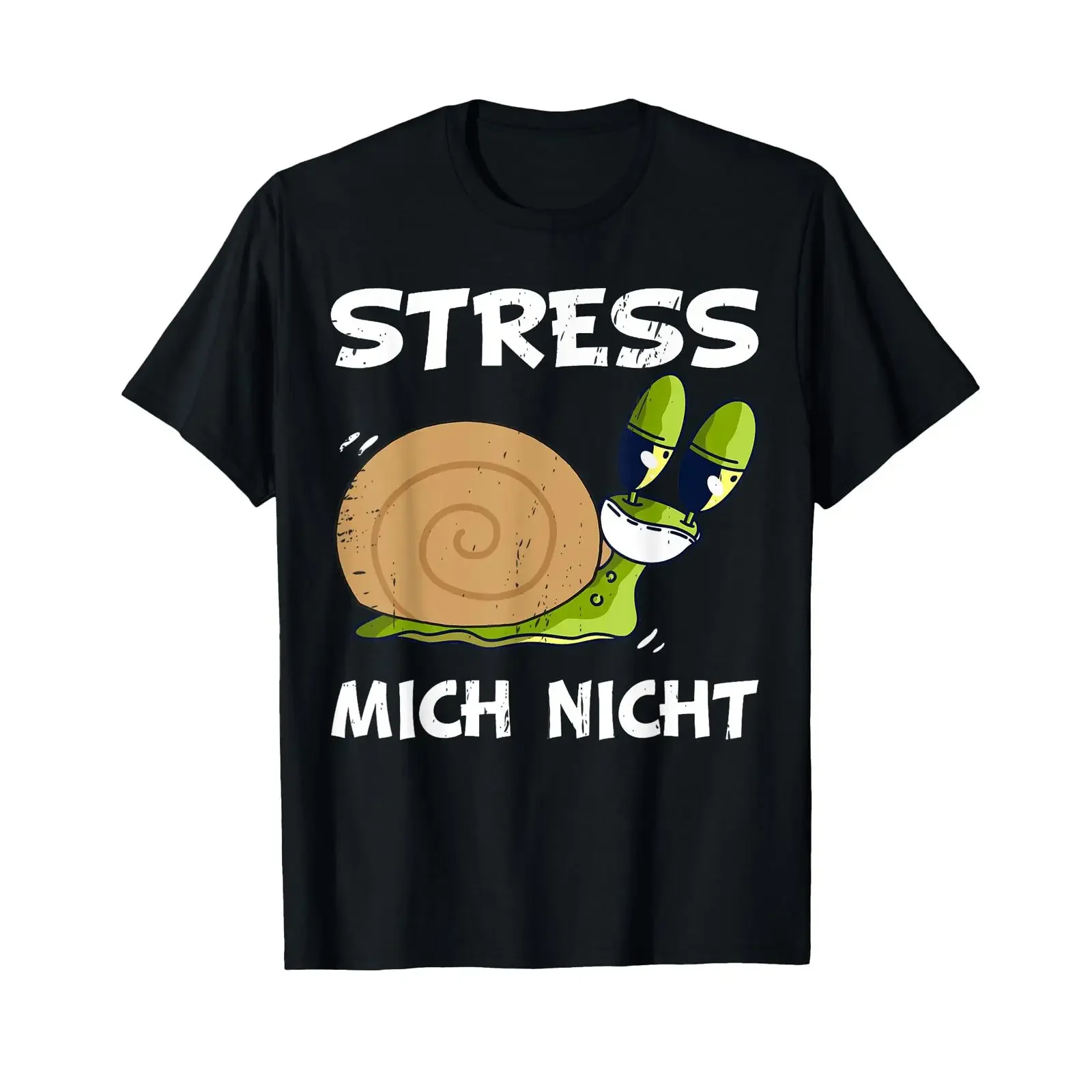 T shirt with German text Jogging snail don't stress me funnier runner vintage Washed Breathable Slightly homme Stretched