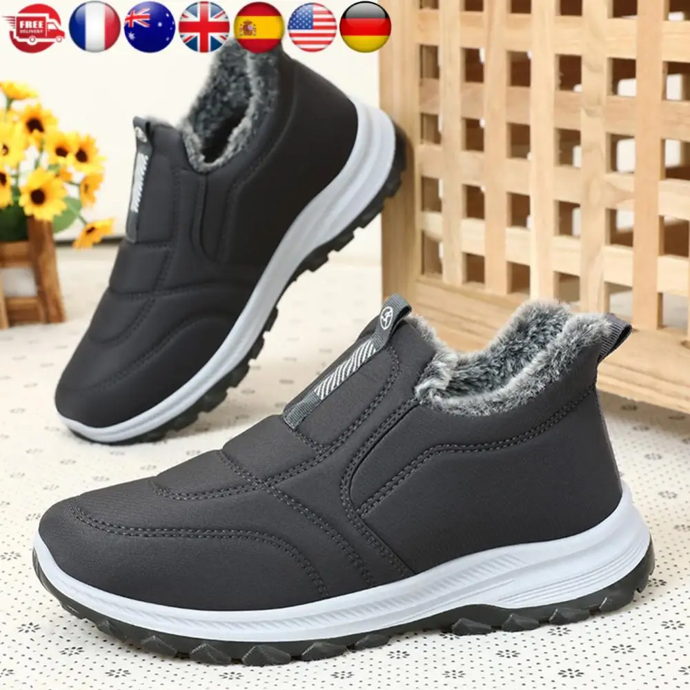 أحذية الثلوج الرجالية أحذية المشي الدافئة غير القابلة للانزلاق أحذية الكاحل الحرارية المريحة أحذية الشتاء سميكة الفراء للرياضة في الهواء الطلق