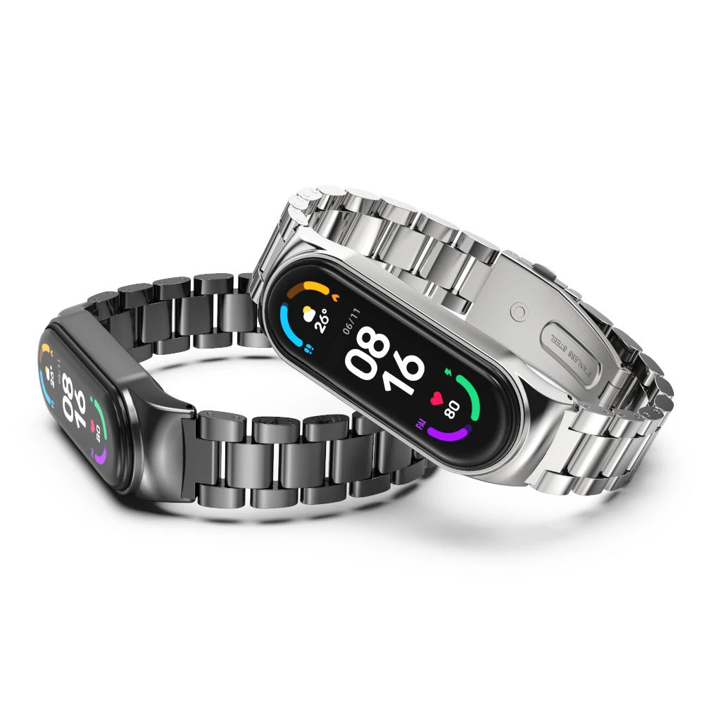 Metal Stainless Steel Strap For Mi band 6 5 4 3 Bracelet Watchband Replacement Smart Watch For Xiaomi mi band 8 7
