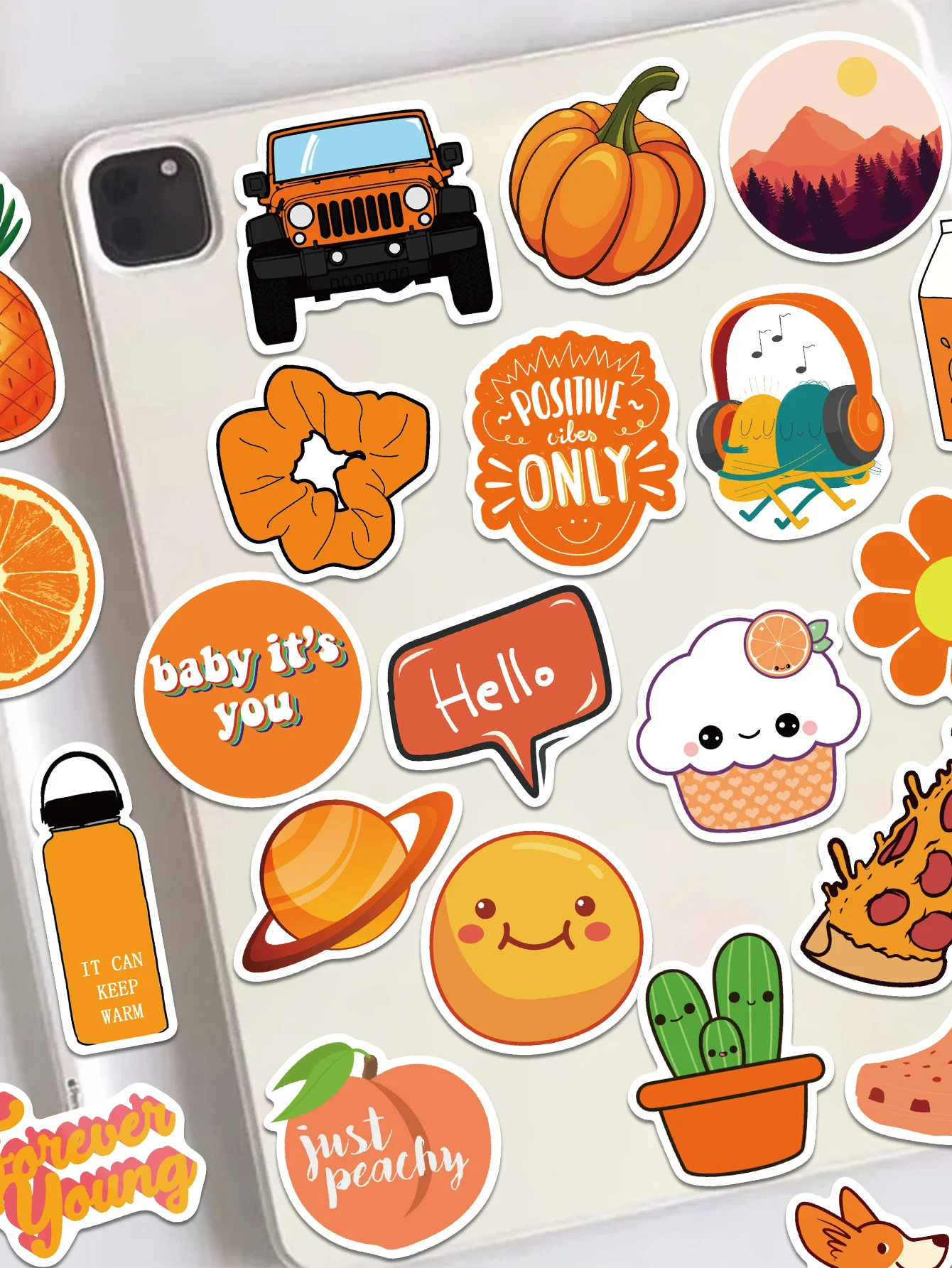 50pcs orange little fresh sticker cartoon decoration suitcase Skateboard guitar DIY helmet notebook PVC waterproof sticker