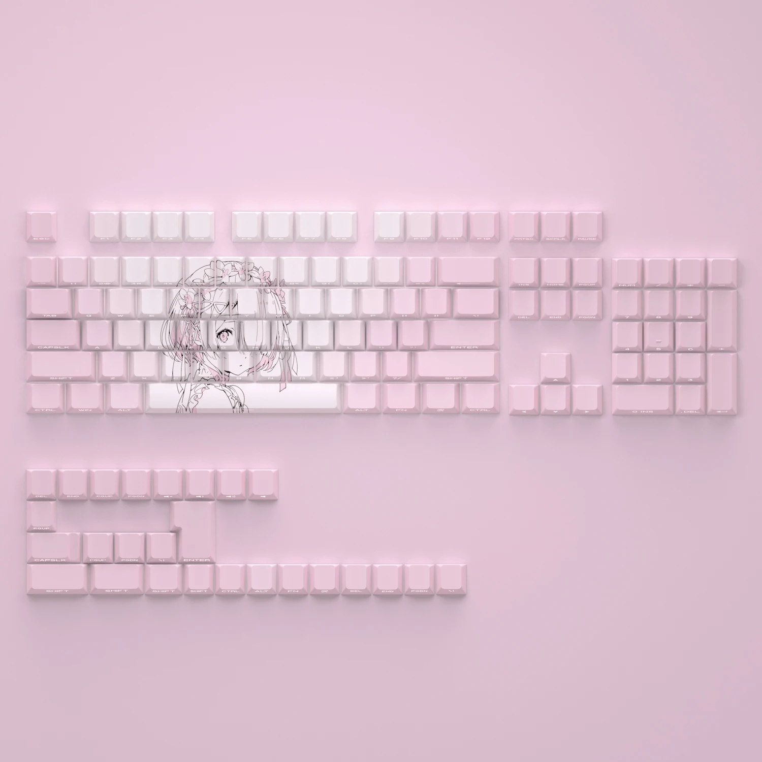 130 Keys Keycaps PBT Dye Sublimation Cherry Ram Pink Side Print Backlight Mechanical Keyboard AULA F75 Ajazz AK820 Pro Mad 60he