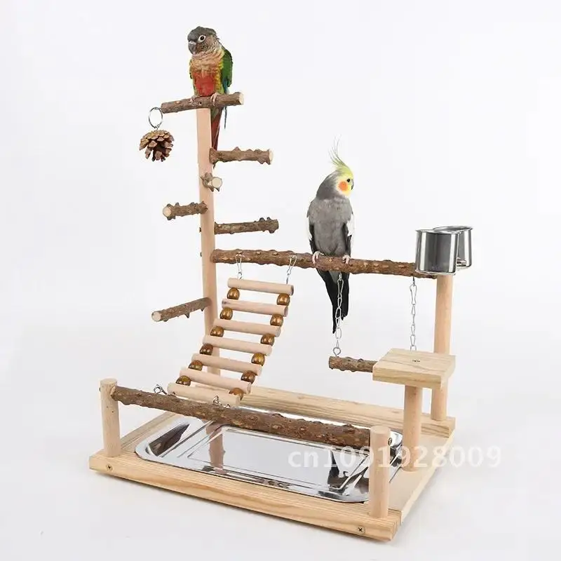 

Bird Swing Toy Pepper for Multi Layer Parrot Station Ladder Playground Stand Budgie Playpen Wood Parrot Stand Bird