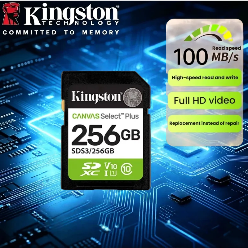 

Kingston Canvas Select Plus Class10 Flash SD Card SDS2 32GB 64GB 128GB 256GB 100MB/s High Speed Memory Card For Camera Use