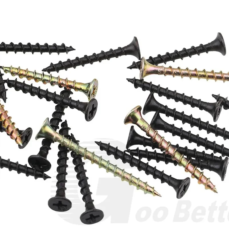 10Pcs Cross Self-tapping Screw M4 Golden Silver Black 3 Color Carbon Steel Phillips Flat Countersunk Head Wood Bolts L=15-70mm