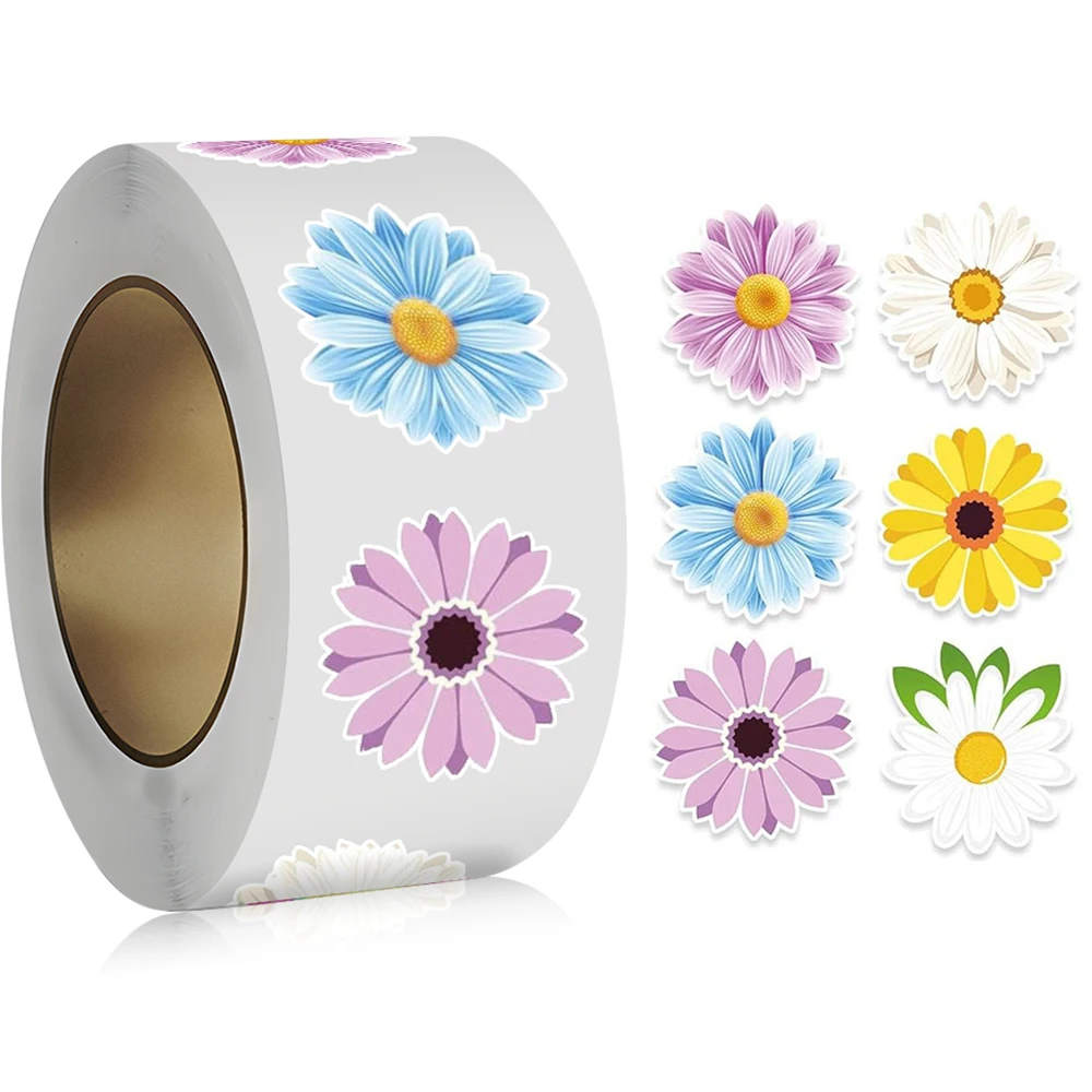 100-500pcs Flower Pattern Stickers Party Gift Box Packaging Decoration Adhesive Lables Children Stationery Reward Stickers