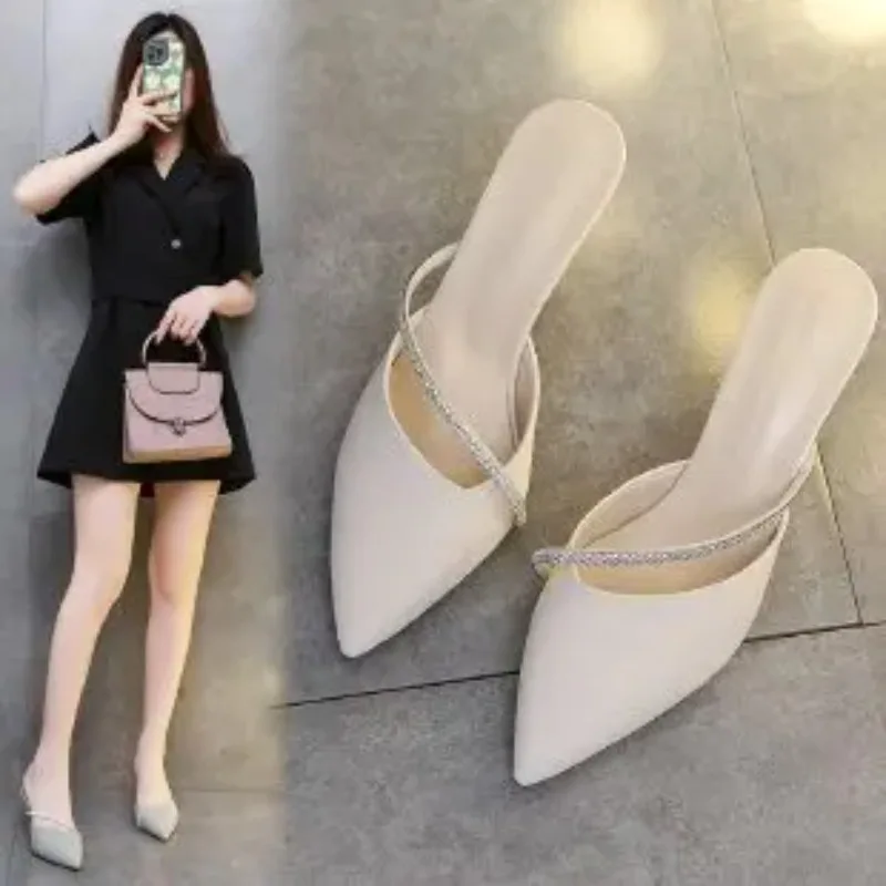 

2025 Hot Seller Summer Beauty Korean Version Fashion Pointy Set Foot High Heels Fashion Casual Women's Roman Rhinester Sandals
