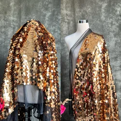 18mm Golden Champagne Gold Sequins Fish Scale Mesh Fabric Background Fabric Sequin Fabric Wedding Dress