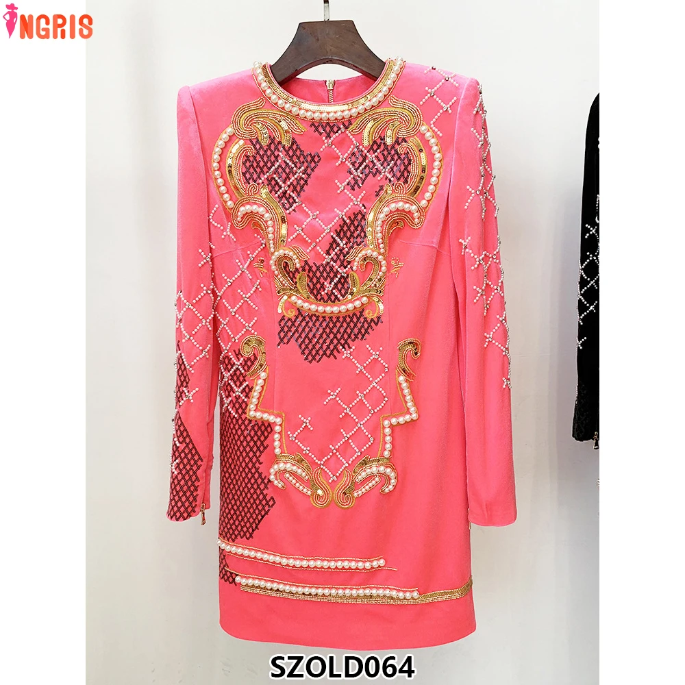 

Women Fashion Embroidery Beaded Dress Long Sleeve Sequin Elegant Dress For Women-SZOLD064