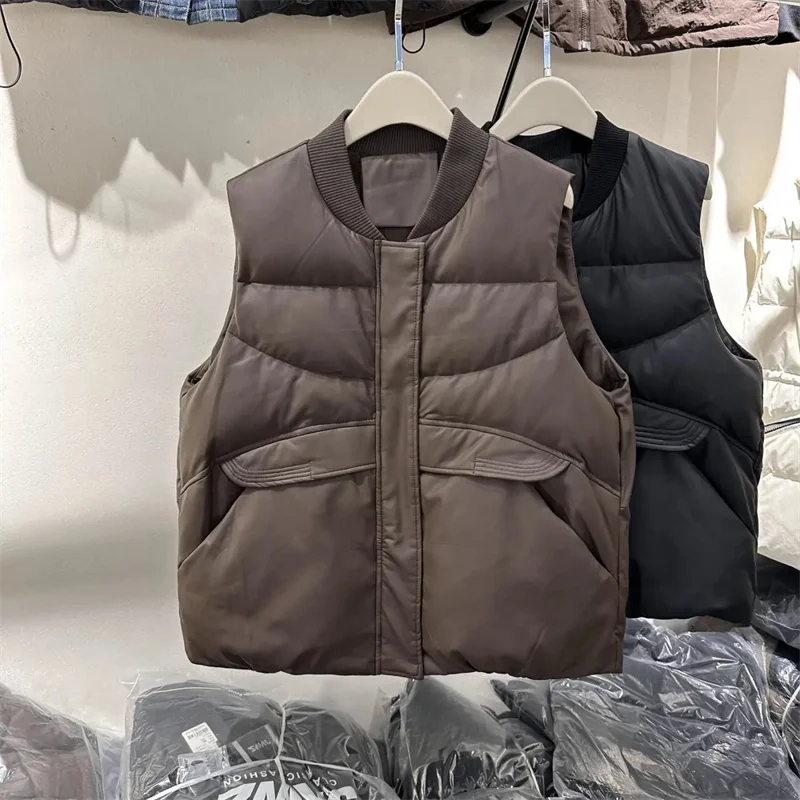 2024 New Autumn Winter Vest Women Female Sleeveless Jacket Women Puffy Solid Down Vest Puffer White Duck Down Vest Jacket