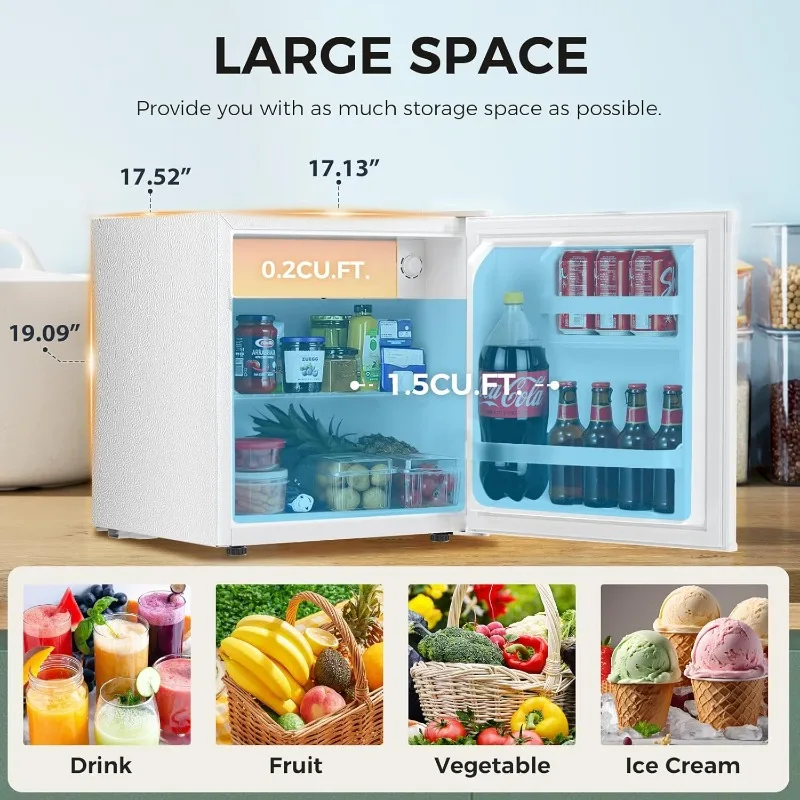 Mini frigorifero compatto Antarctic Star con congelatore, porta reversibile singola, ripiano in filo metallico, pulsante di sbrinamento, 1,7 Cu. Piede, bianco