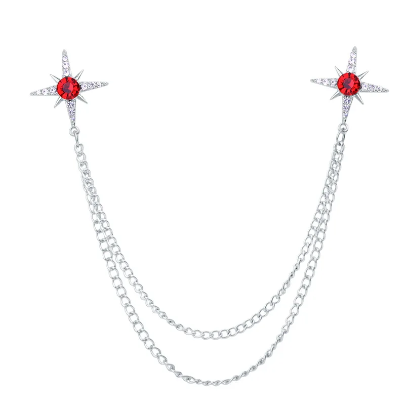 Koreanische Mode Quaste Kette Stern Brosche Strass Kristall Revers Pin Abzeichen männer Hemd Kragen Pins Luxulry Schmuck Broschen Geschenk – Detail 5