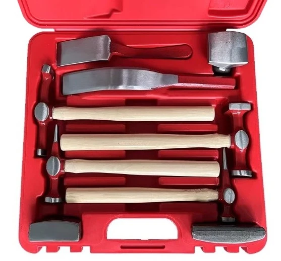 

Car Sheet Metal Dent Repair Tool Set 9-Piece Set Pull Hammer Round Head Straight Face Sheet Metal Hammer etc