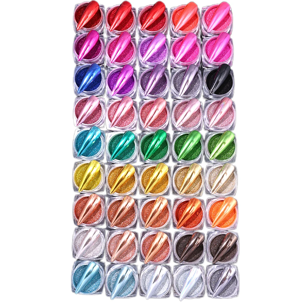 Poudre chromée pour ongles, 24/26/45 couleurs, or, argent, effet miroir métallique, matériau holographique à paillettes pour ongles, fournitures de manucure