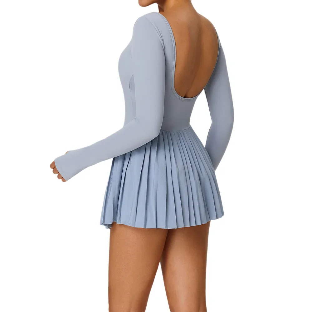 

Женская теннисная одежда, спортивные костюмы с длинными рукавами, женское теннисное платье для фитнеса, йоги, бега, быстросохнущие шорты, плиссированное уличное платье