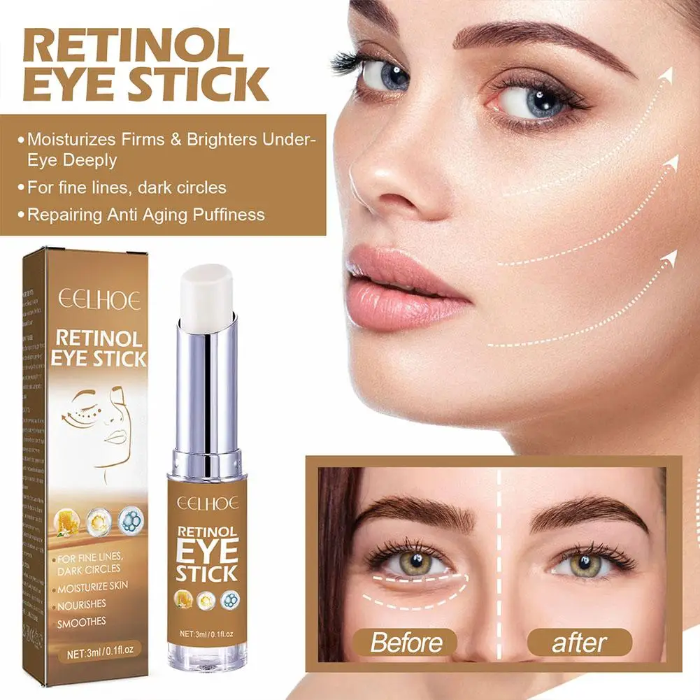 Crema iluminadora de ojos, removedor de Círculos oscuros, hidratante de Retinol, palo de ojos para ojeras e hinchazón, 3ml