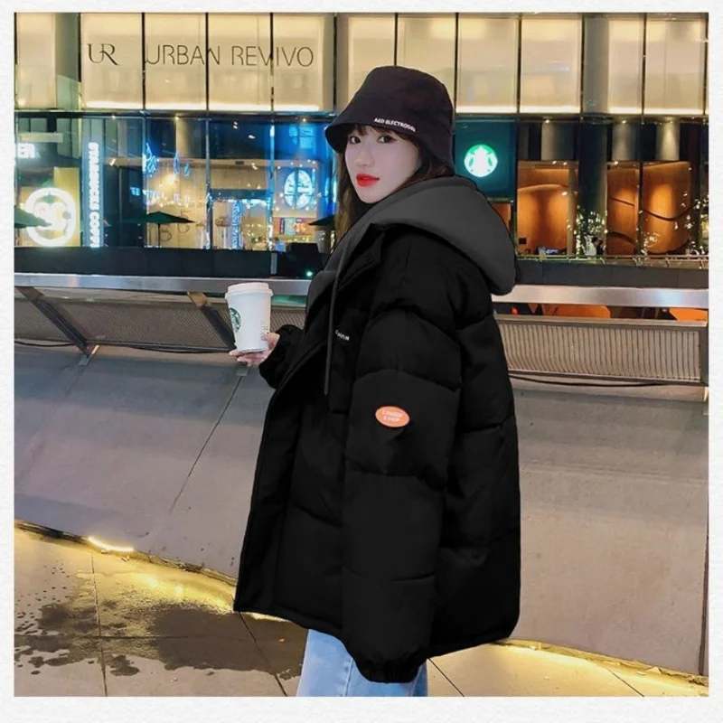 2023 New Top Short  Loose Large Thickened  Bread Coat Down Cotton Coat Hooded Jacket Fake Two Down Jackets