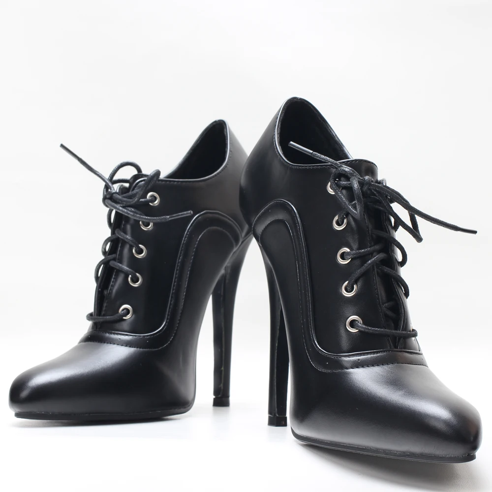 Botas tobilleras desnudas de tacón alto de 14CM para mujer, zapatos de baile de barra Unisex, botines de vestir cruzados, negro, marrón, talla 36-46, stock, colores personalizados