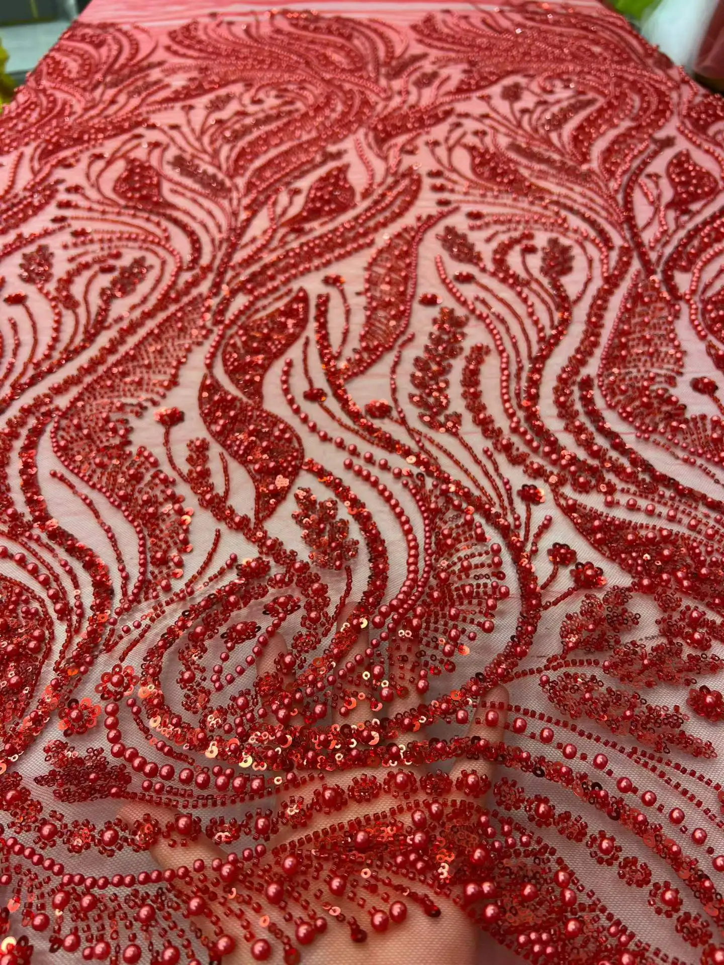 

Luxurious Nigerian African Beaded Lace Fabric 2026 High Quality Sequins Embroidery African French Lace Fabric For Sewing Dress