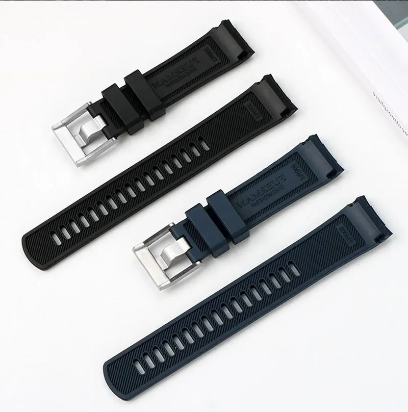 حزام ساعة مطاط فلوري منحني من Seiko ، Pocex Panda Di ، سلسلة SSC813P1 SSC909P1 ثلاثية العينين ، أسود ، 20