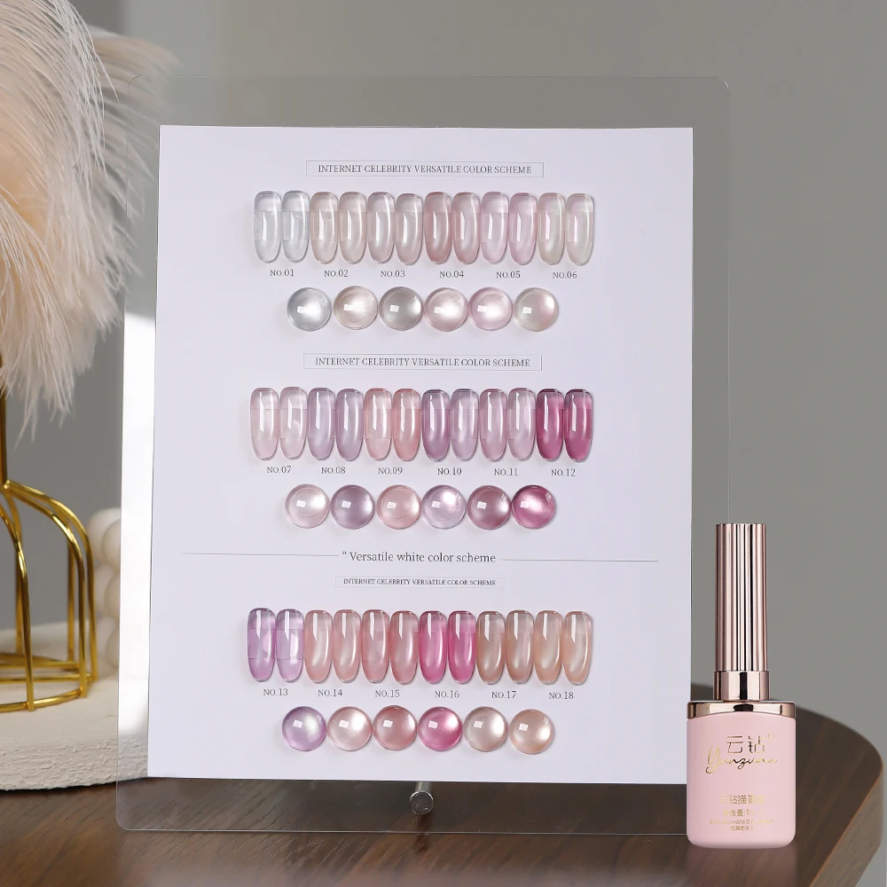 18 Colors Peach Spirit Pearl Cat Eye Gel Polish 15ml UV LED Soak Off Jelly Nude Pink Magnetic Nail Gel for Nail Art