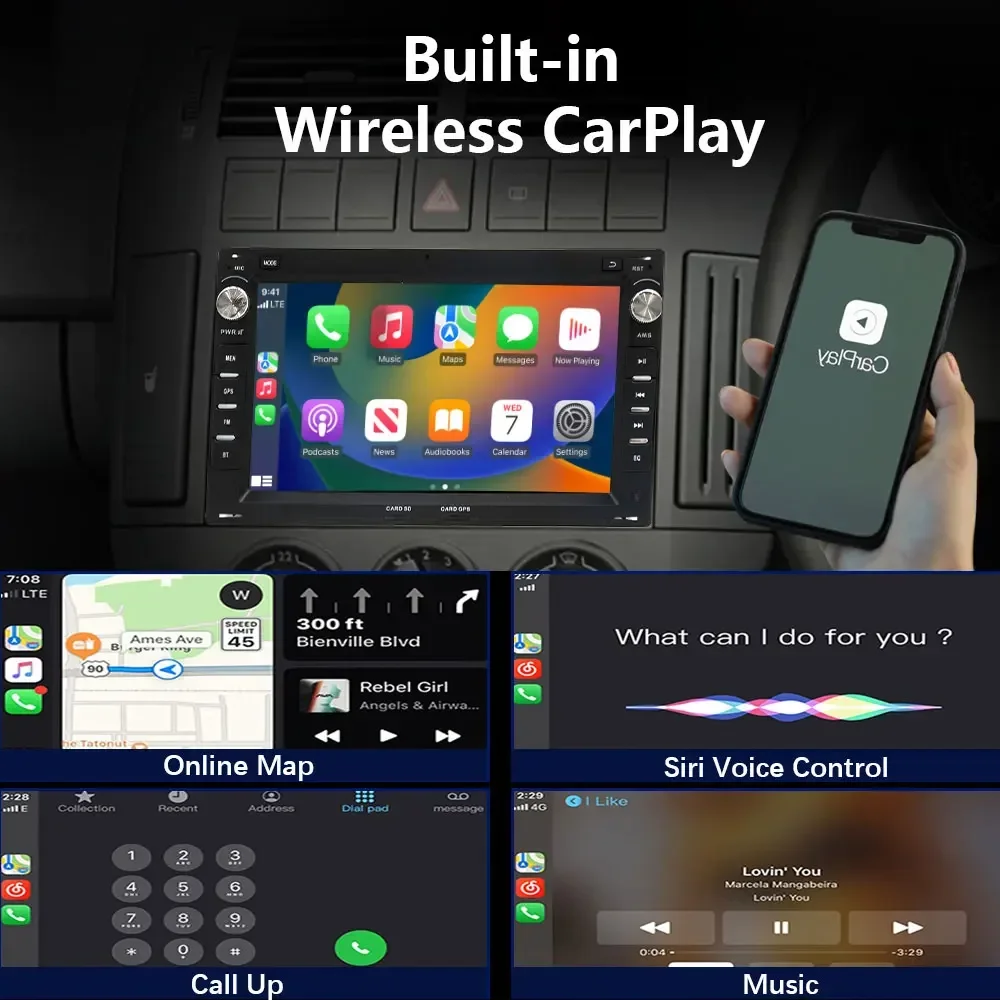 CHSTEK Car Radio Wireless Android Carplay for Volkswagen BORA/PASSAT B5/SHARAN for SEAT CORDOBA 6L/SEAT LEON 1M/ Player WiFi 4G