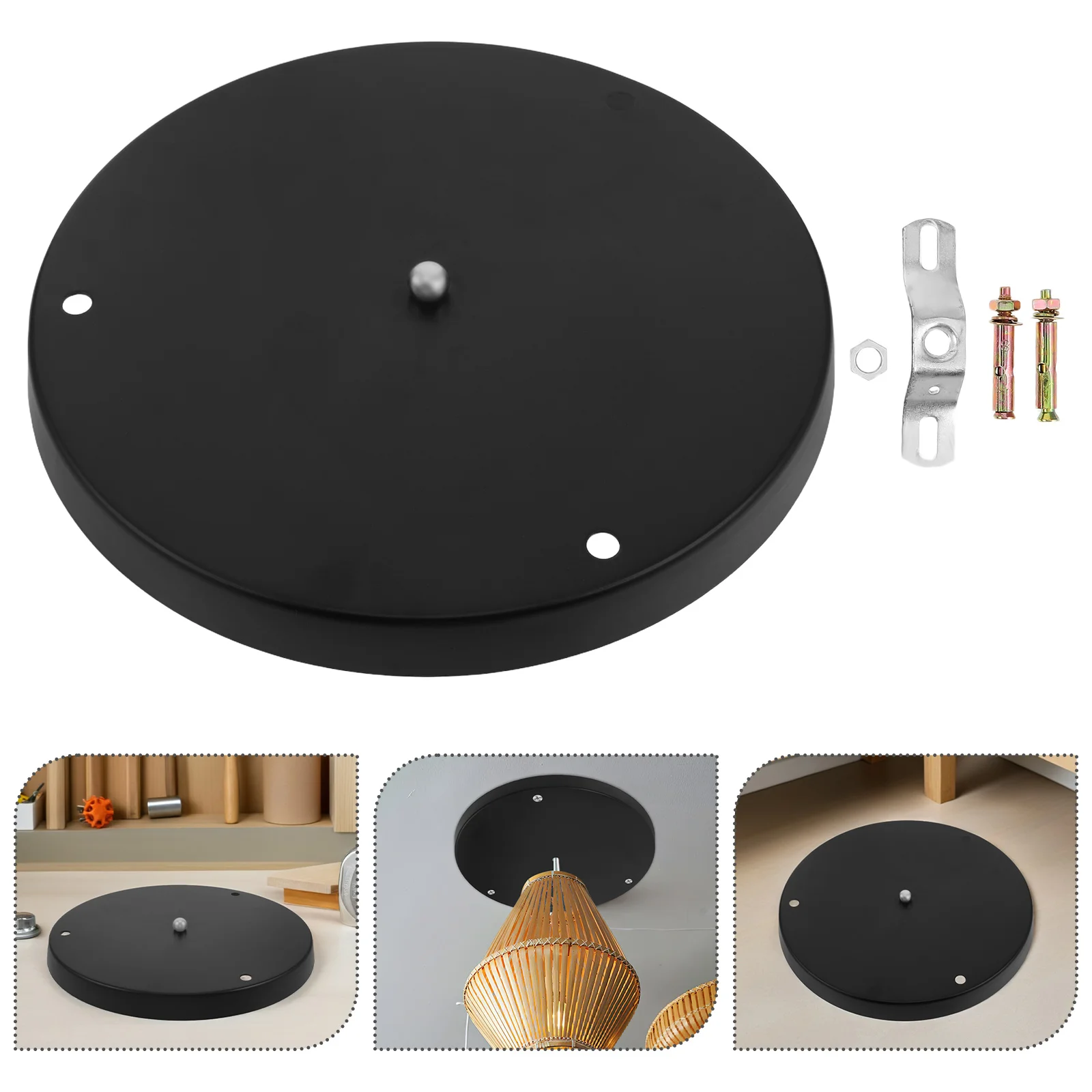 

1 Set Black Ceiling Light Medallion Chandelier Canopy Cover Plate For Dining Room Pendant Lamp Holder Round Metal Ceiling Blank