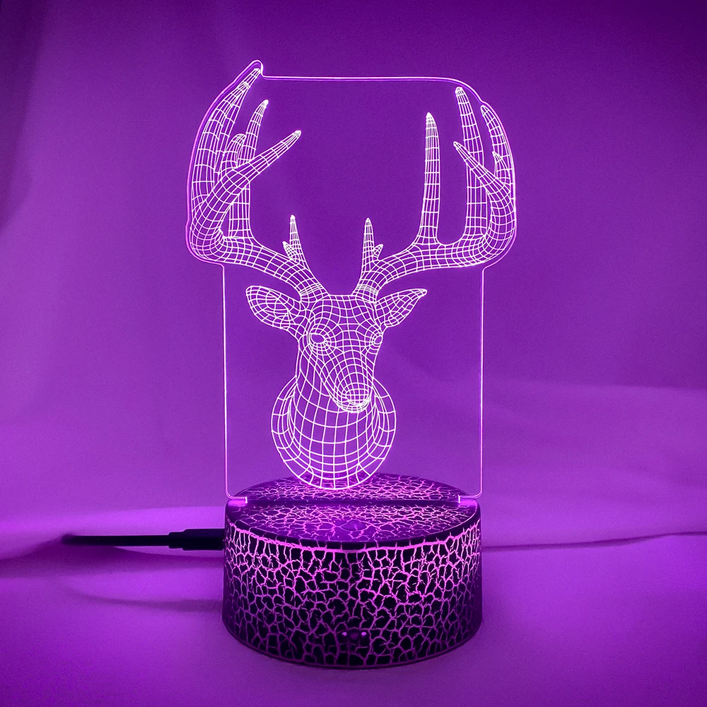 

Deer Head Deer Antler 3D Optical illusion Lights Woodland Wildlife LED Creative Night Light Decorative Table Lamp Dropshipping