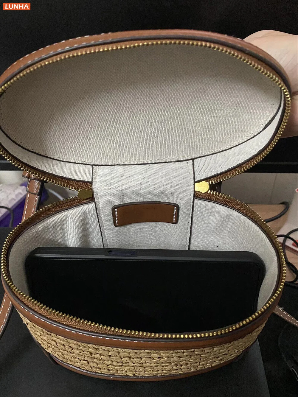 Women Mini Crossbody Woven Box Bag Vanity Purse Handbag Summer Braided Cylinder Crossbody Bucket Bags Luxury Boho Vintage Style view 6