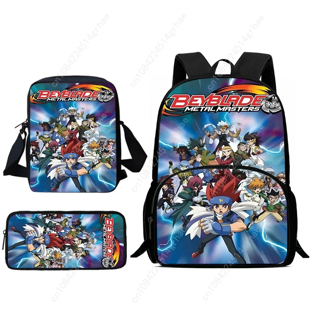 Ransel Anak Tas Bahu Anime Beyblades Tempat Pensil Tas Sekolah Kapasitas Besar untuk Anak Laki-laki Perempuan Hadiah Terbaik