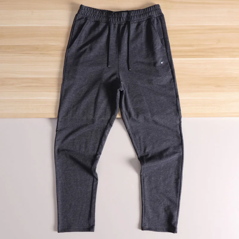 

Модные мужские трикотажные повседневные брюки с эластичной резинкой на талии и прямыми штанинами, всесезонные длинные брюки, городские брюки, базовый цвет