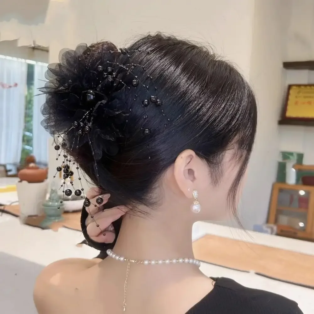 High Crown Hair Clip Set 1pcs XXL Peony Feather Claw Volumizing Grip Non-Slip Teeth for Fine Hair Fall Fashion