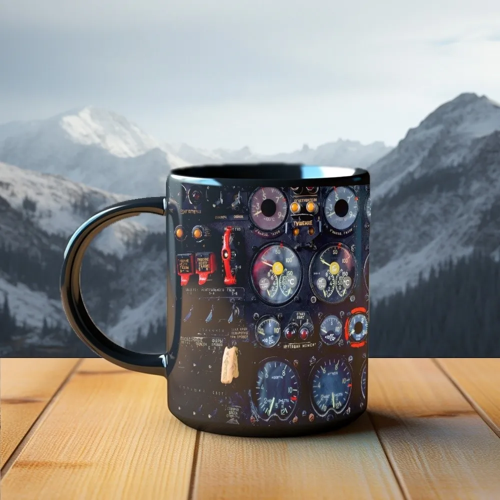 New 325ml Milk Coffee Mug Creative Space Shuttle Dashboard Water Cup Pattern Printed Ceramic Tea Cup Surprised Gift