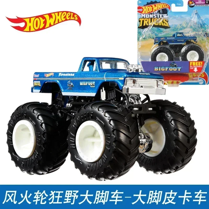 Original Hot Wheels Monster Car Big Foot Muscle Off-road Vehicle Diecast 1/64 Model Anime Pickup Truck Toy for Boy Birthday Gift