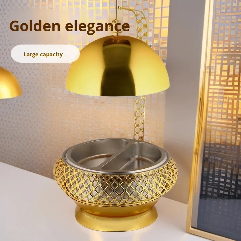 Luxury exquisite gold rolled top stainless steel iron frame thermal insulation plate buffet set model MXT50