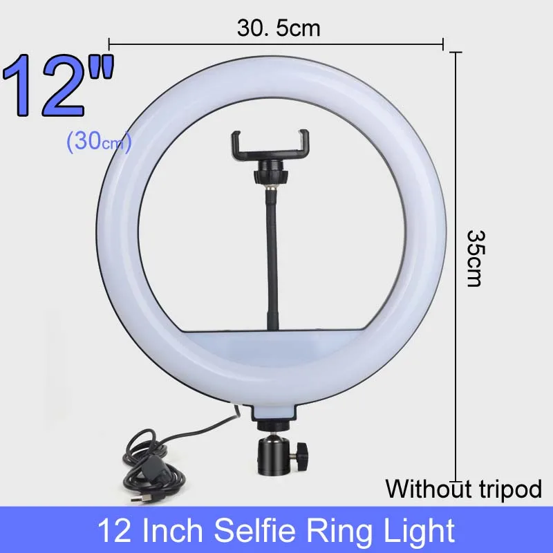 Gifts Photography Lamp Light Ring With Phone Holder Selfie Dimmable 10 12 14 Inch Available in Various Sizes Stand no 50 160cm