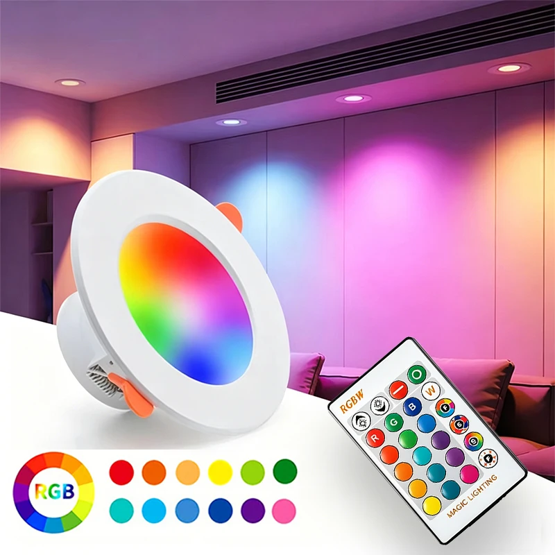

1/2/3/4 шт. RGB LED-светильник с 16 цветами, диммируемый, 10/15 Вт, с ИК-пультом, для декора комнаты, AC220V, LED-панель