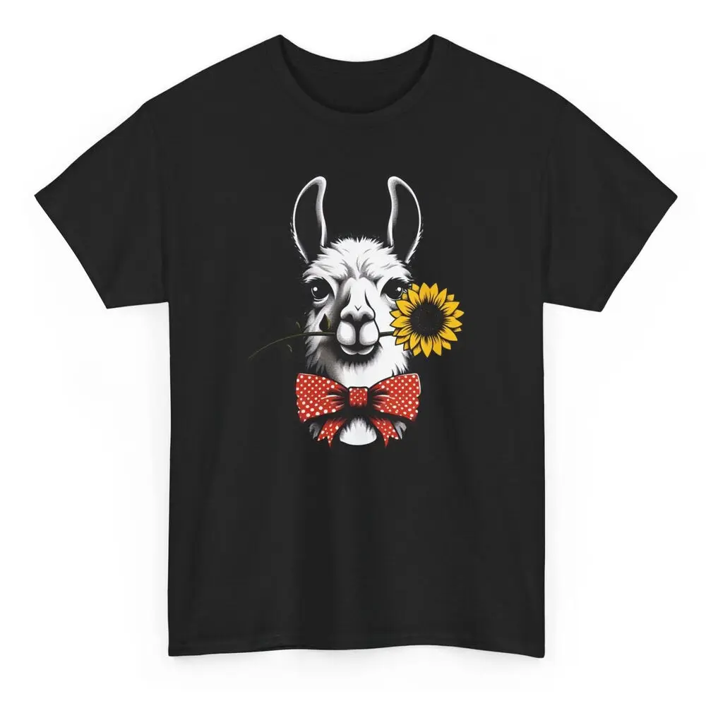 Cute Llama Bandana Funny T-shirt - Novelty Alpaca Llama Animals Graphic Tee  Tees Cotton Luxury brand vintage oversized