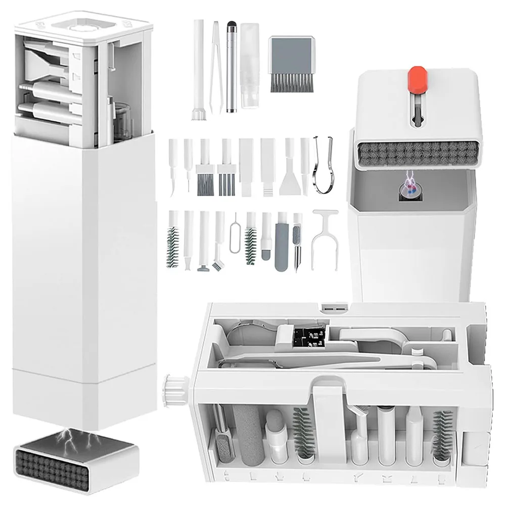 ชุดทําความสะอาดโทรศัพท์ 32 in 1 ชุดทําความสะอาดคีย์บอร์ดพร้อมพอร์ตชาร์จทําความสะอาดเครื่องทําความสะอาดหลายอุปกรณ์สําหรับหูฟังหน้าจอคอมพิวเตอร์