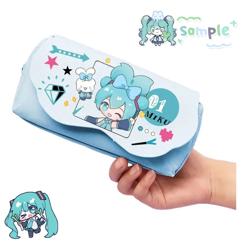 

Пенал для карандашей с изображением Хатсуне Мику, аниме-мерч, милый студенческий холщовый пенал, кавайный 2D пенал для девочек, коробка для канцелярии, сумка для хранения, подарок, оптом