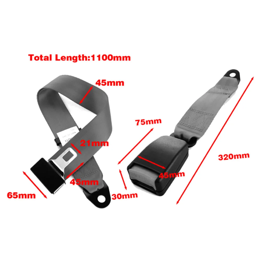 2 Points Grey Car Auto Seat Seatbelt Universal Seat Belts Adjustable Extension Bucklet Truck Seat Safety Belt Car Accessories