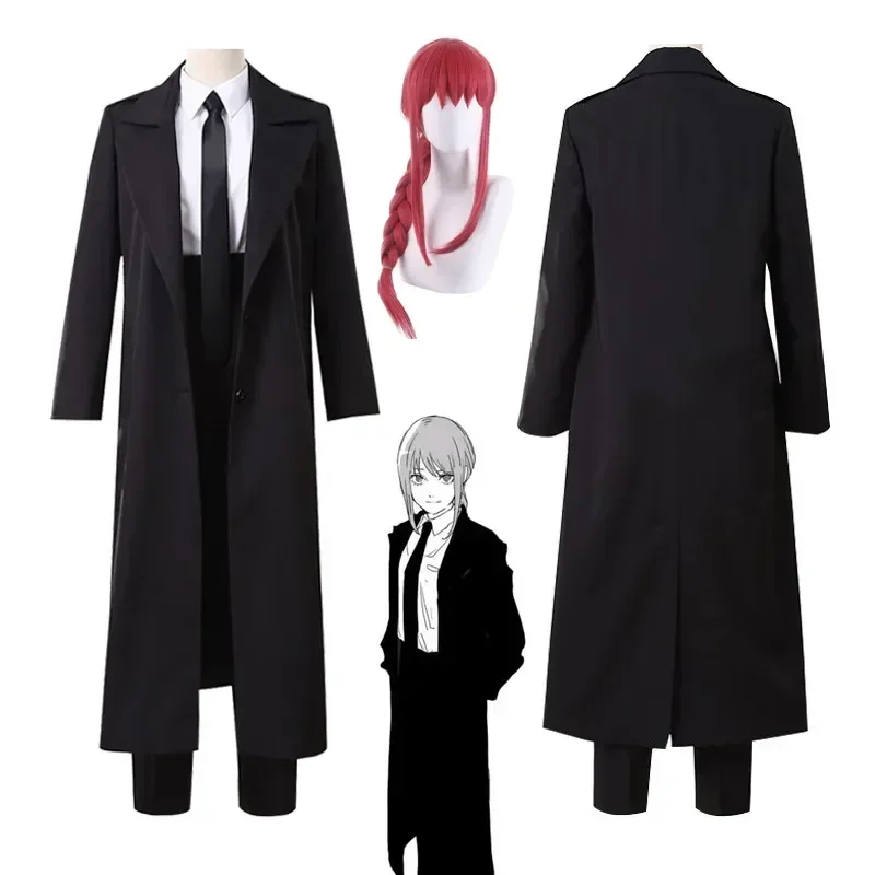 Makima Costume Cosplay Anime motosega uomo Makima costumi Cosplay parrucca Trench camicia cravatta pantaloni uomo donna abiti uniforme di Halloween