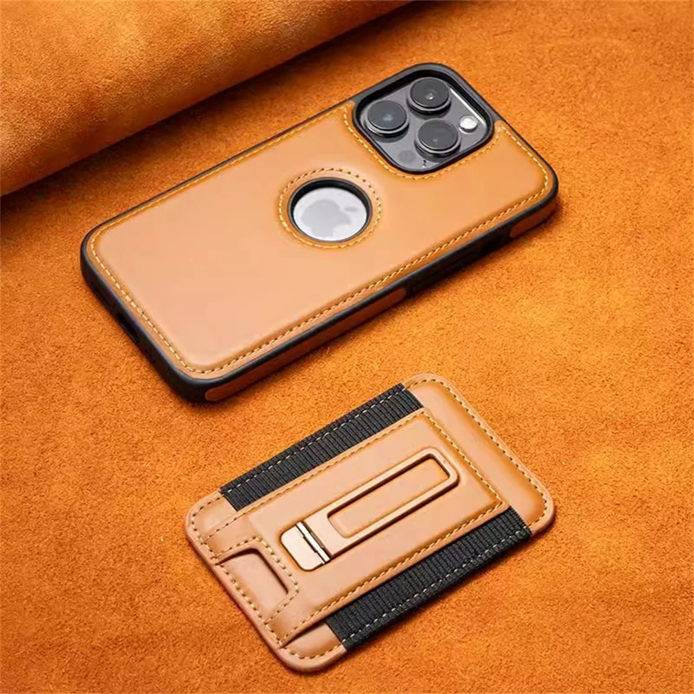 Detachable Wallet Card Slot Magnetic Leather Case For iPhone 16 15 14 Plus 13 Pro Max Shockproof Holder Hollow Logo Back Cover